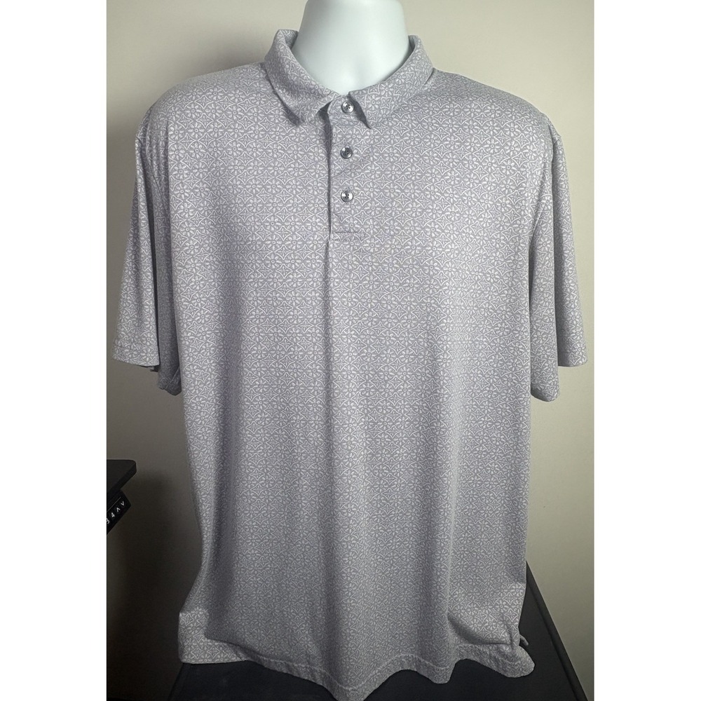 Jack Nicklaus Mens XL Gray Floral/ Geometric Print Performance Golf Polo Shirt - Picture 2 of 7